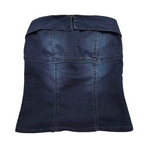 NWT Ozara Dark Blue Denim Jean Corset Top Strapless Tube Size S
